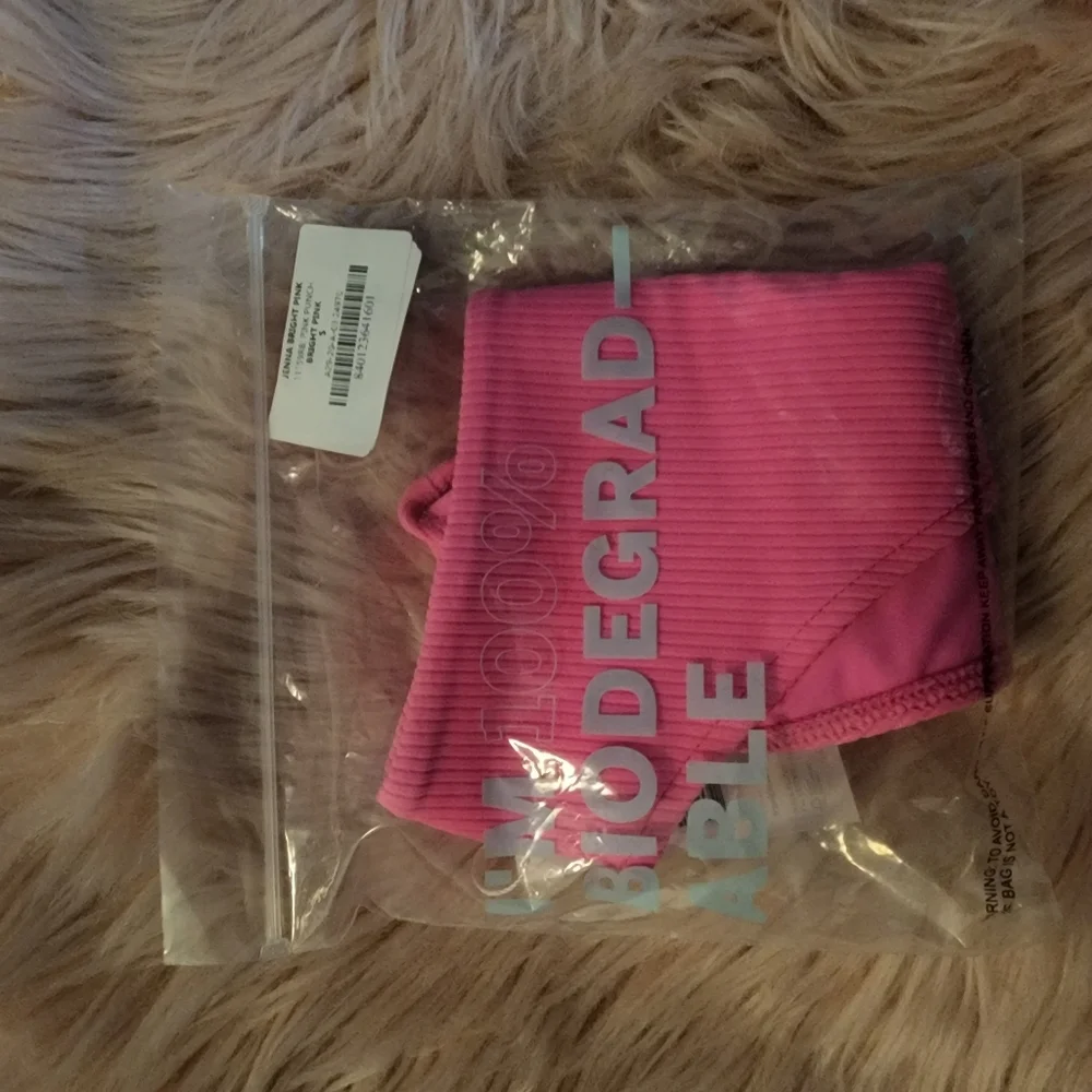 Frankies Bikinis Jenna ribbed high waist bikini bottom bright pink - Picture 6 of 9